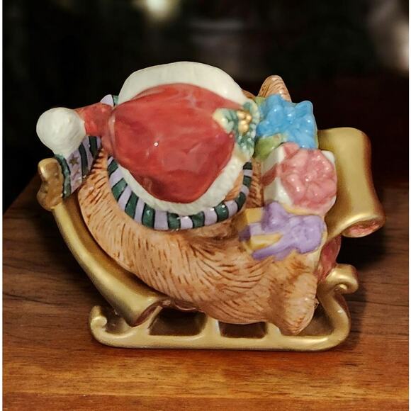 Fitz and Floyd Classics Teddy Bear in Sleigh Trinket Box in Original Box EUC - Picture 5 of 11